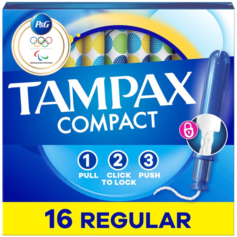 Tampax تامباكس كومباكت بيرل تامبون، مع حافة تسرب وقلم قابل للتمديد، امتصاص عادي، قلم قابل للتمديد مدمج، بدون رائحة، 16 قطعة (قد يختلف التعبئة) - Image 1